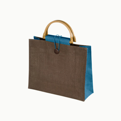 Juteväska med bambuhandtag