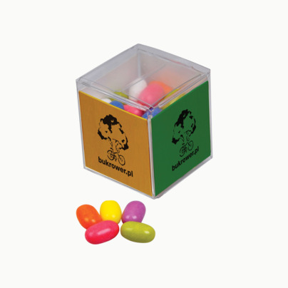 Kubformade tablettaskar med reklamtryck