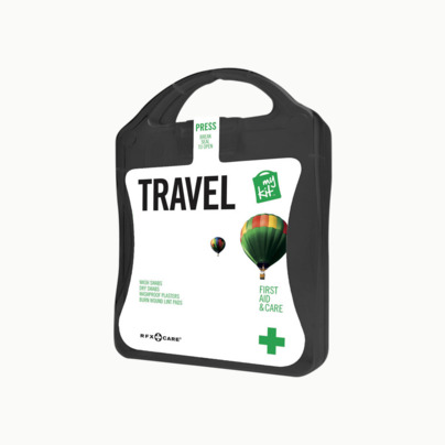 Första hjälpen-kit för resan - med reklamtryck