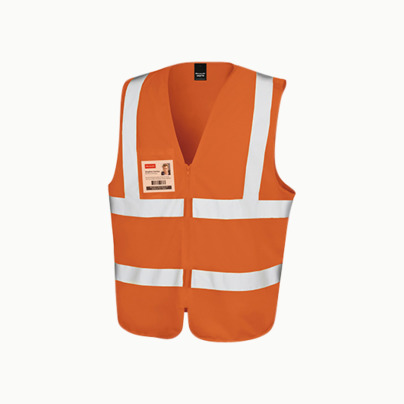 Blixtlåsförsedda reflexvästar med reklamtryck