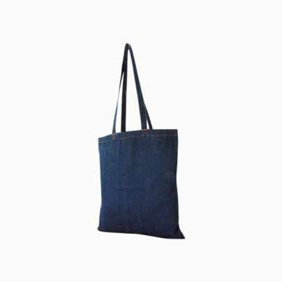 Tygpåsar i jeanstyg med reklamtryck