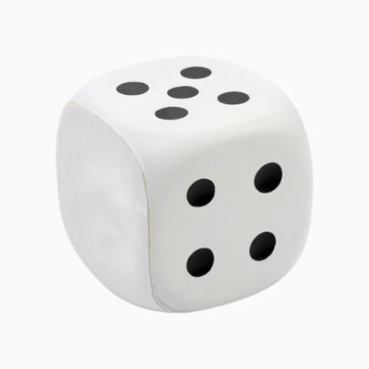 Tärningsformade stressbollar med reklamtryck