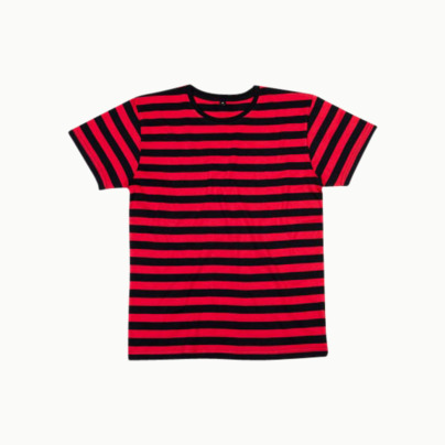 Randiga t-shirts i herr-, dammodell med reklamtryck