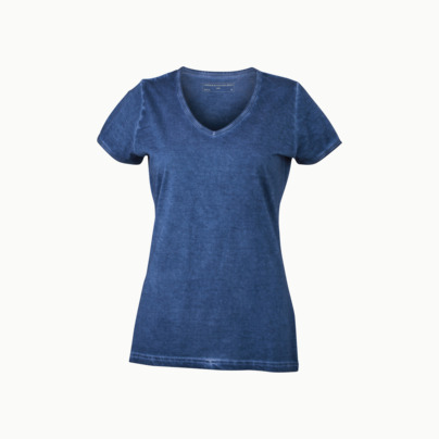 Trendiga v-neck t-shirts i herr- och dammodell med reklamtryck