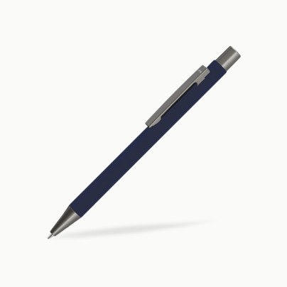 Metallpennor i soft touch-hölje med reklamlogo