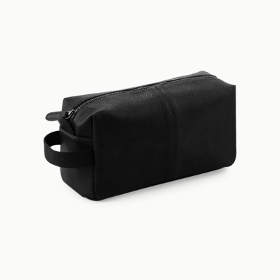 Necessärer i konstläder med reklamtryck