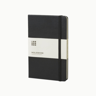 Medelstora anteckningsböcker (ca B6) från Moleskine med reklamtryck