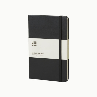 Moleskines mindre (ca A6) anteckningsböcker med reklamtryck