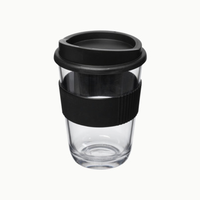 Transparenta 30 cl muggar med lock & grepp - med reklamtryck
