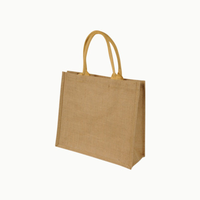 Jute tygpåsar med korta handtag med reklamtryck