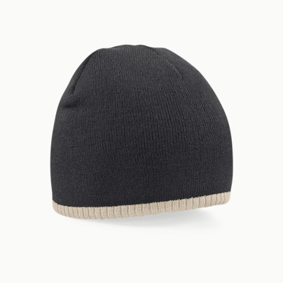 Klassiska beanies med färgad rand - med reklamlogo