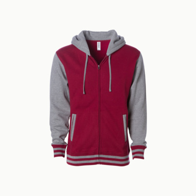 Unisex varsity huvtröjor med reklamtryck
