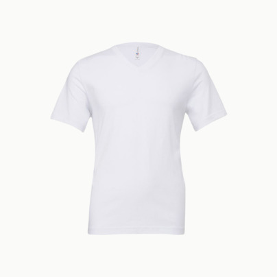 V-ringade jerseybomulls t-shirts med reklamtryck