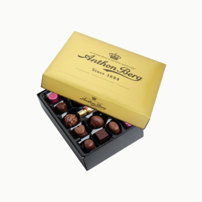 Anthon Bergs guldask med chokladpraliner