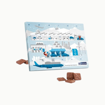 Adventskalender med Fairtrade-choklad med reklamtryck
