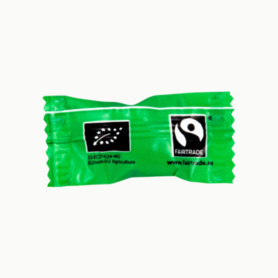 Ekologiska karameller & Fairtrade i flera varianter med reklamtryck