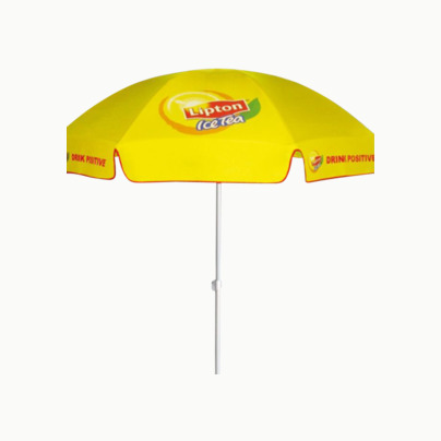Parasoller med reklamtryck över hela parasollet på alla paneler!