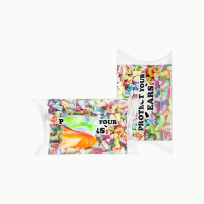 Transparenta plastboxar med öronproppar - med reklamtryck